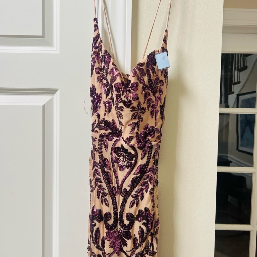 NWT Windsor purple and nude Slit Maxi Gown size small - Picture 2 of 12